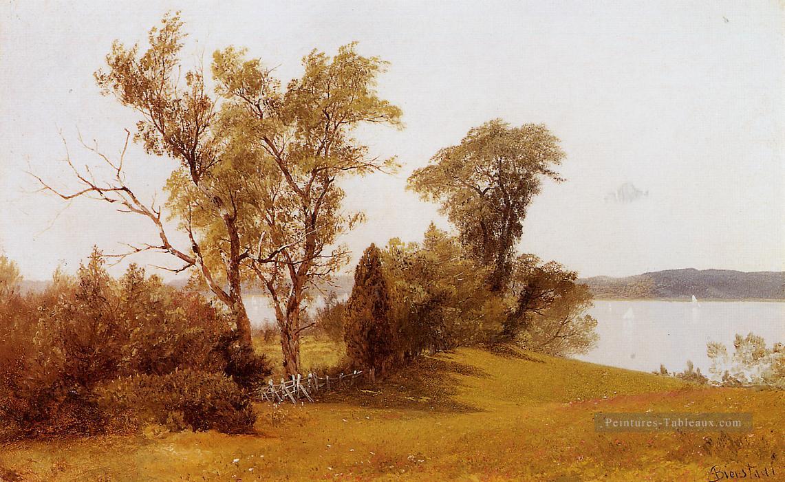 Voiliers sur l’Hudson à Irvington luminisme landsacpes Albert Bierstadt Peintures à l'huile